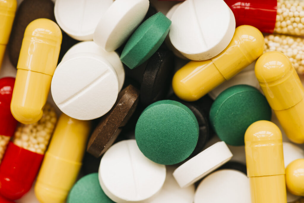 top view group pills