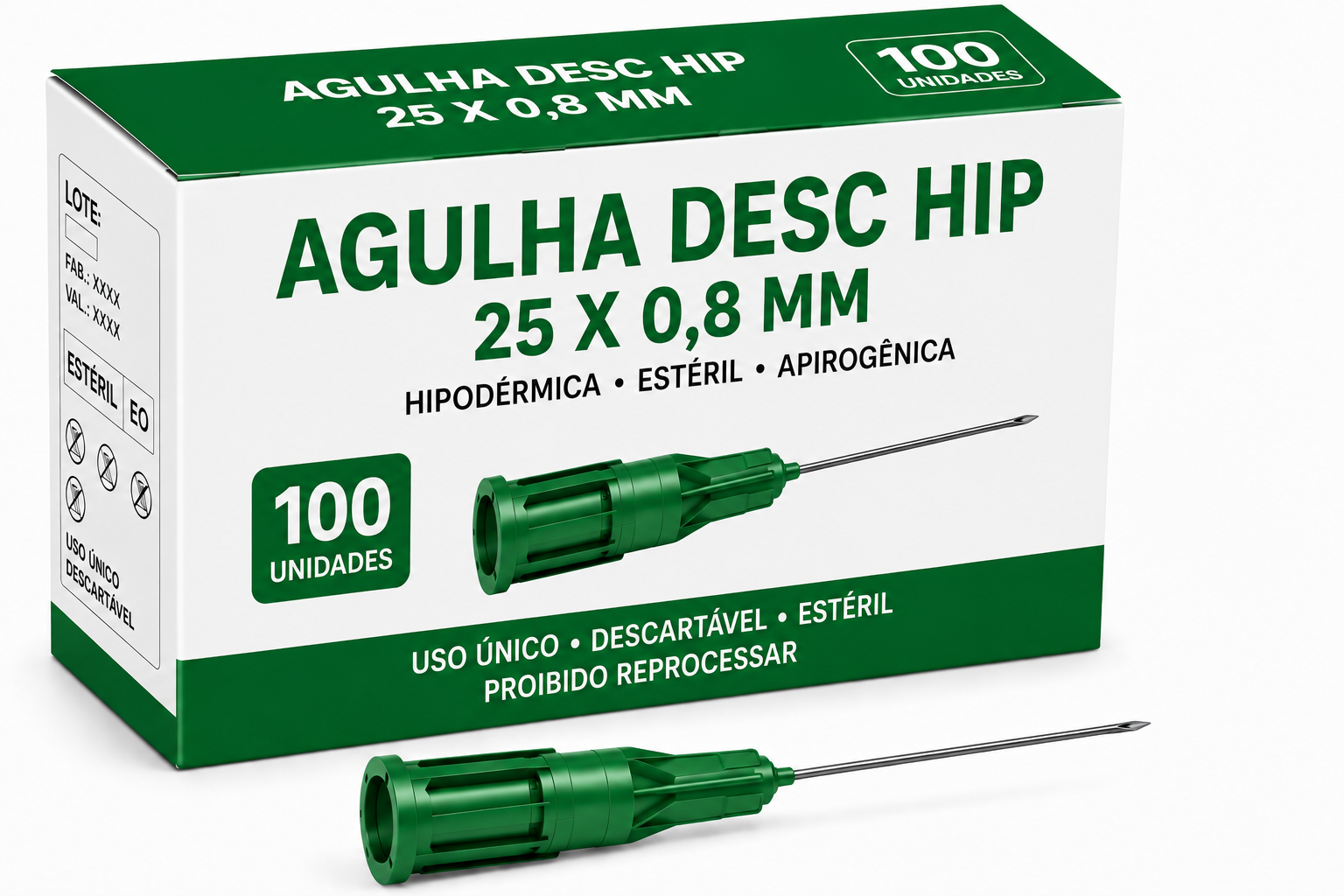 agulha desc hip 25 x 0,8 mm cx c/100 agulha desc hip 25 x 0,8 mm cx c/100