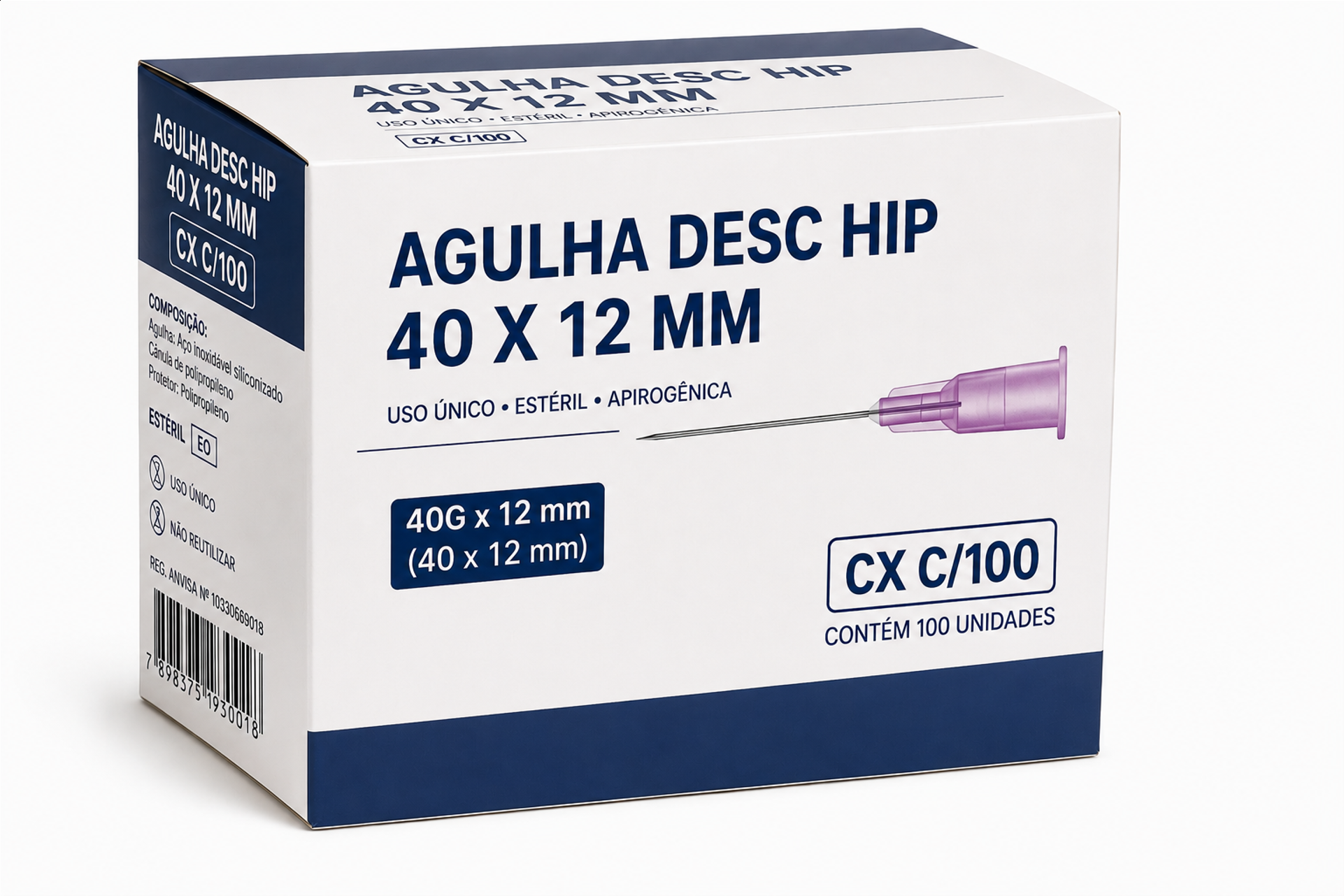 agulha desc hip 40 x 1,2 mm cx c/100 agulha desc hip 40 x 1,2 mm cx c/100