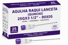 agulha raqui lanceta (quincke) 25gx3 1/2" 90x05