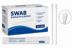 swab p/coleta plastico cx c/100