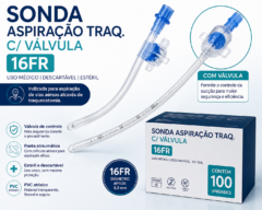 sonda aspiracao traq. c/ valvula 16fr cx c/100