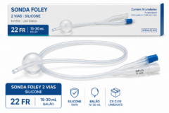 sonda foley 2 vias silicone 22 fr 15 30ml cx c/10