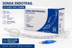 sonda endotraq. c/ cuff pvc 7,5mm pct c/25