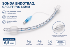 sonda endotraq. c/ cuff pvc 6,5mm