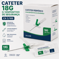 cateter 18g c/dispositivo de seguranÇa cx c/100