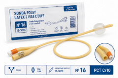 sonda foley latex 2vias c/cuff n16 15 30cc pct c/10