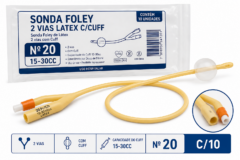 sonda foley 2 vias latex c/cuff n 20 15 30cc c/10