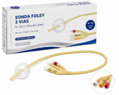 sonda foley 3vias n22 c/balao 30ml cx c/10