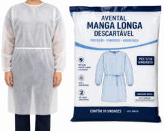 avental manga longa descartavel pct c/10