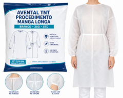 avental tnt proc branco manga longa 30g std pct c/10 un