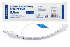 sonda endotraq. c/ cuff pvc 8,0mm pct c/25