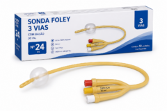 sonda foley 3vias n24 c/balao 30ml cx c/10