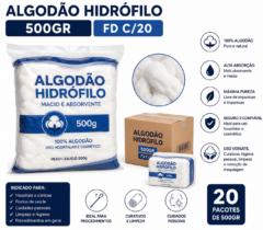 algodao hidrofilo 500gr fd c/20