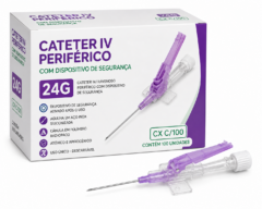 cateter 24g c/dispositivo de seguranÇa cx c/100