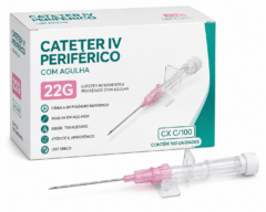 cateter iv perif c/ag 22g cx c/100