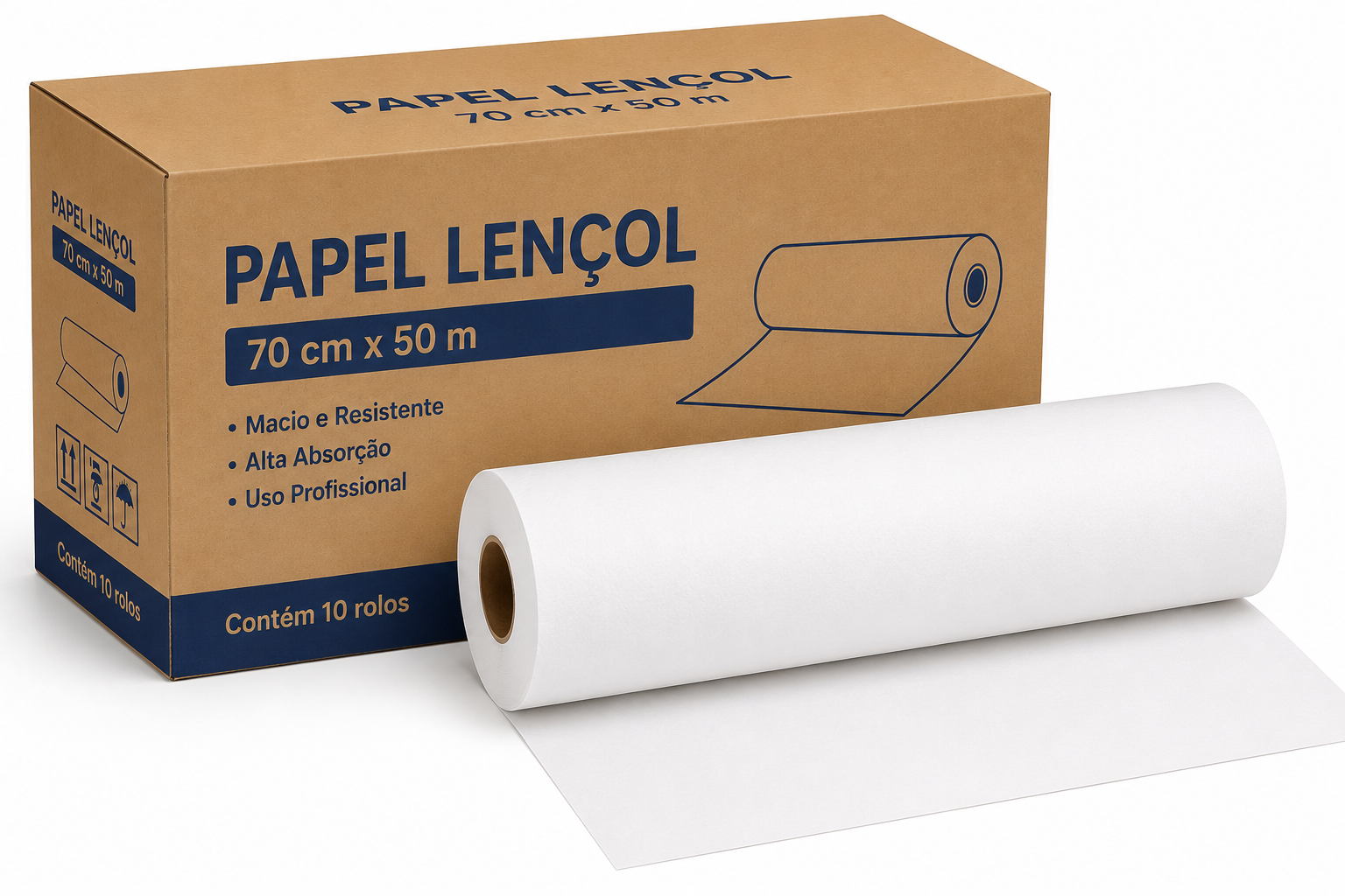 papel lencol 70cm x 50m bco c/10 papel lencol 70cm x 50m bco c/10